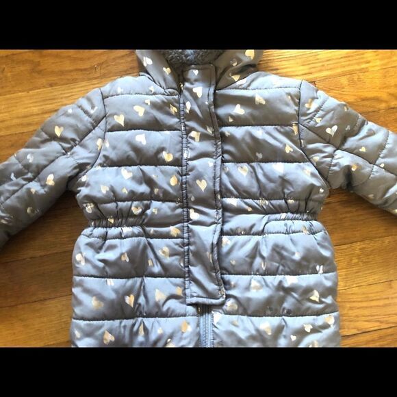 Tahari Snow Suit Bunting Gray Foil Heart Baby 6-9M - Picture 4 of 12